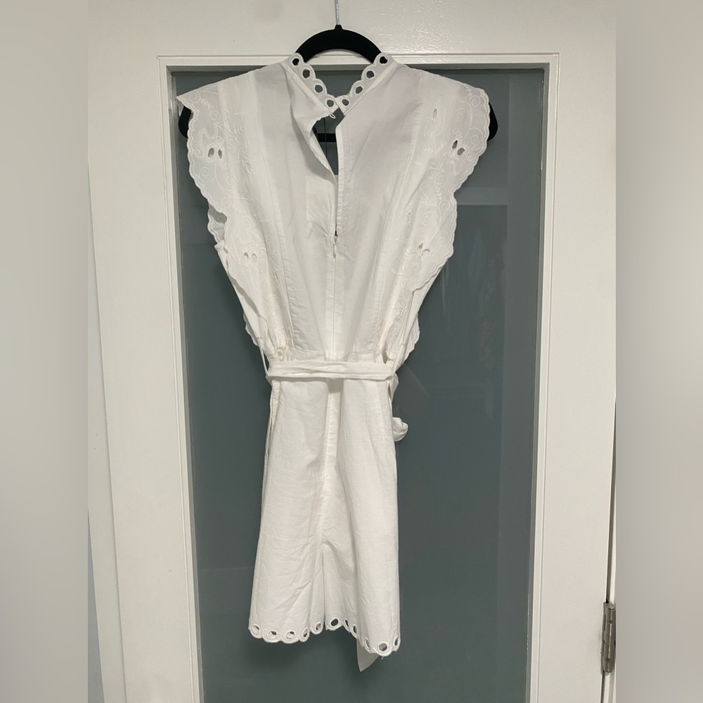 NWT Openwork Embroidery Romper with Bow Belt. Color is white. Size is small. - Picture 11 of 15
